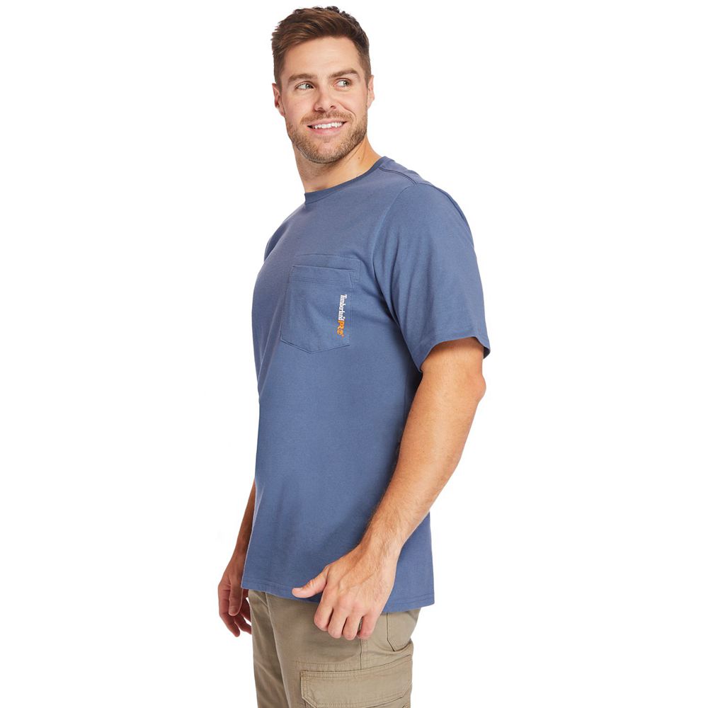 Timberland Mens T-Shirts PRO® Big & Tall Base Plate Short-Sleeve - Blue - India KE2840971